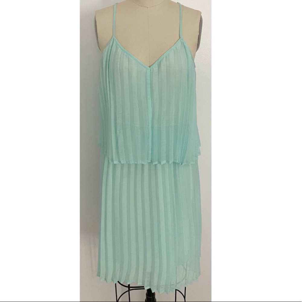 Aqua short pleated Dress adjustable straps